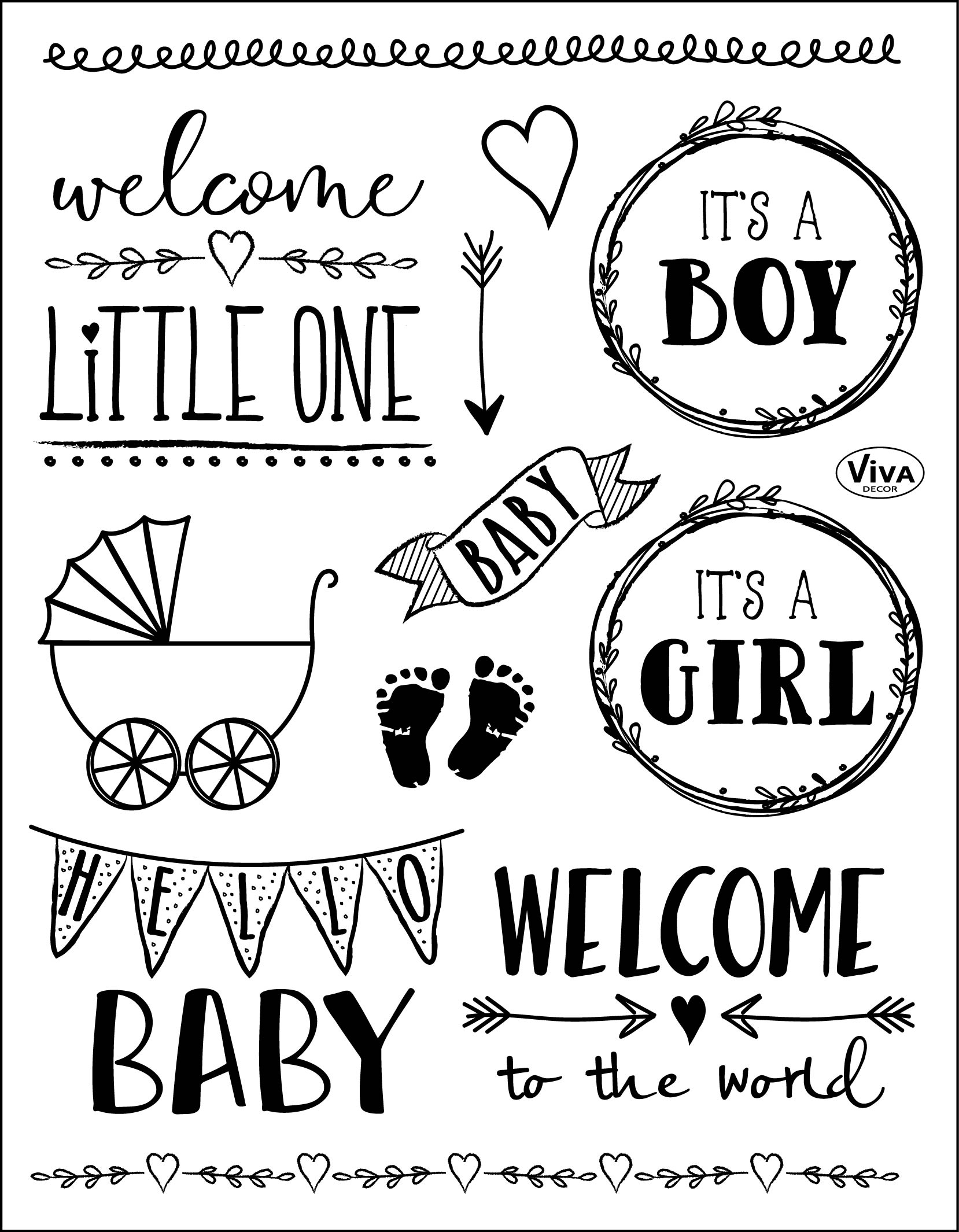 Hello Baby Silikonstempel transparent Clear Stamp 18x14cm Silicone Stamp