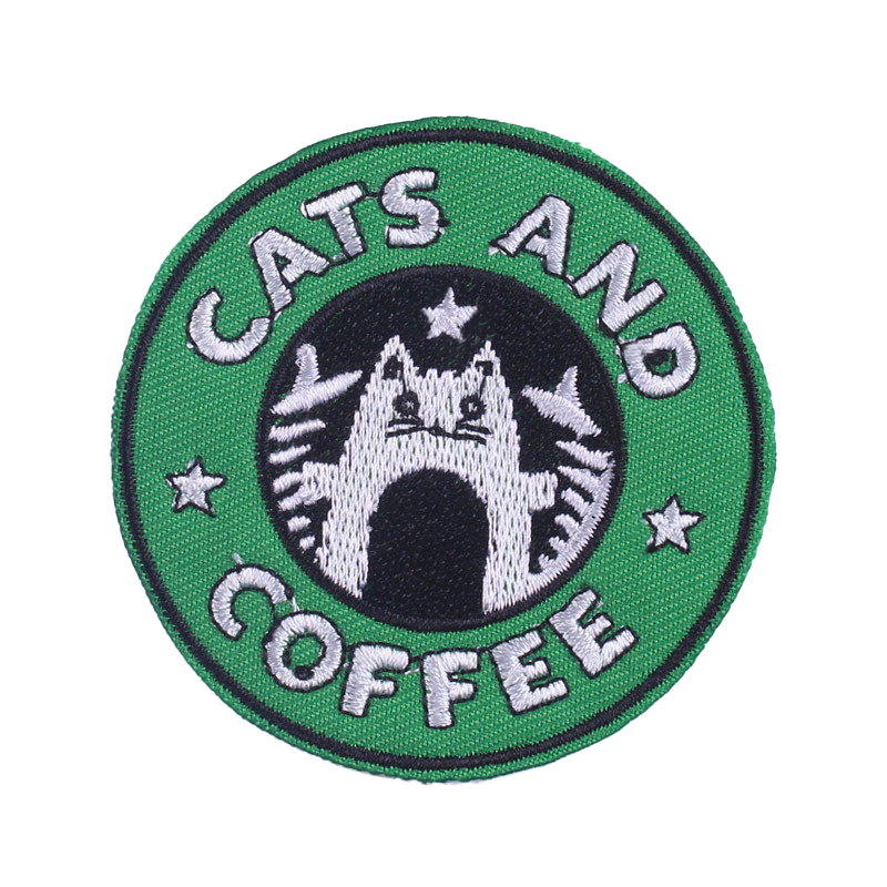 Patch Katzenmotiv zum Aufbügeln/Aufnähen mittelmeergrün 65mm 1 Stück 