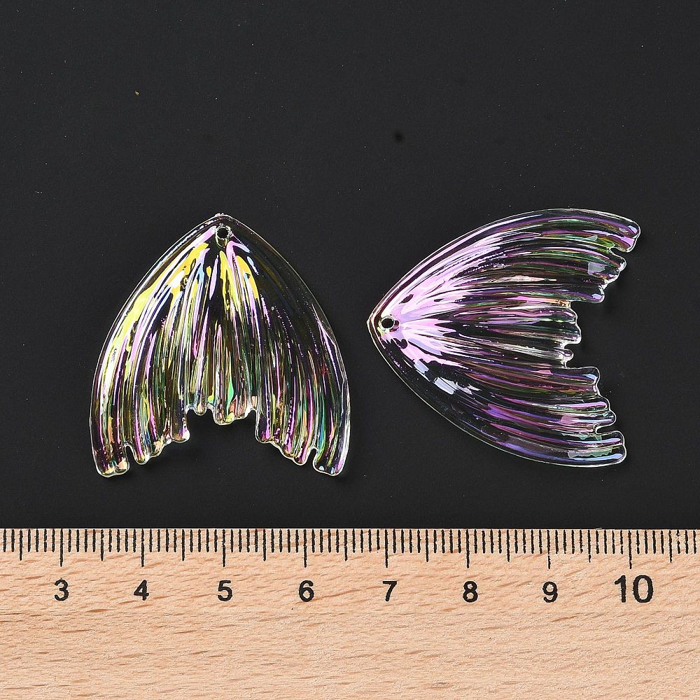 Meerjungfrauenflosse Mermaid Tail Anhänger aus Acryl klar irisierend 32x32x3 mm 6 Stück/ Packung 