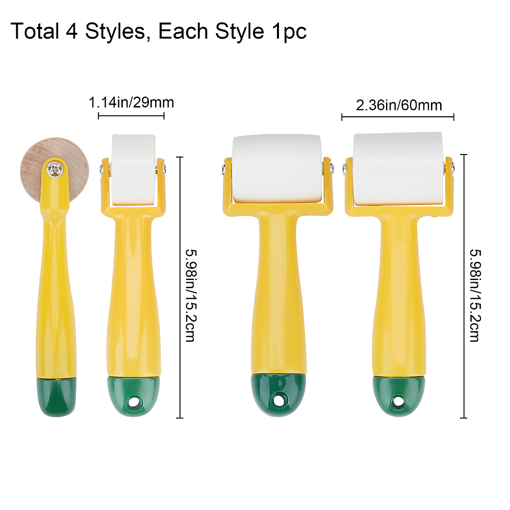 Kunststoffwalzen-Set + 1 Holzwalze für Druckgrafiken 4 Stück 