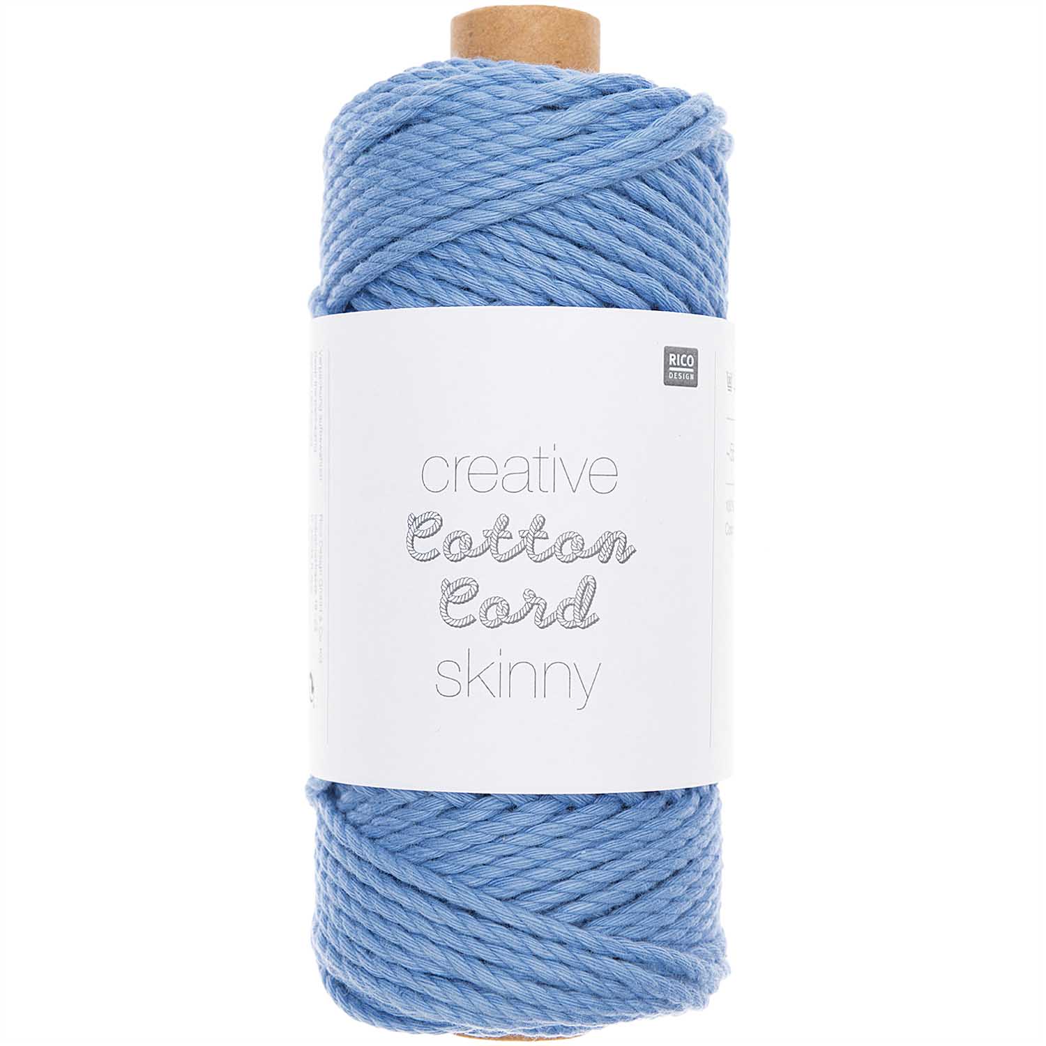 Creative Cotton Cord skinny 3mm blau 100% Baumwolle 55m