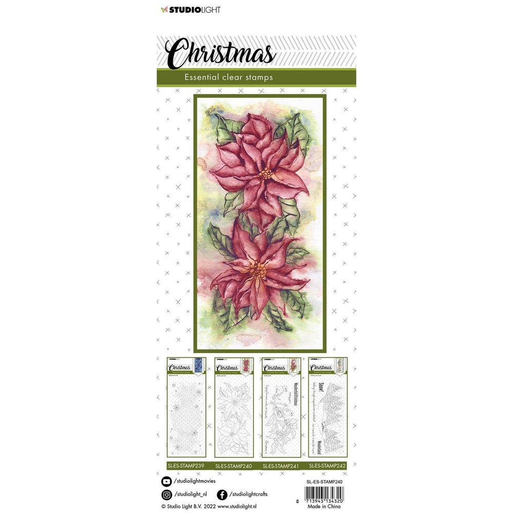 Studio Light Silikonstempel Weihnachtsstern Slimline Poinsettia 20x9,5cm