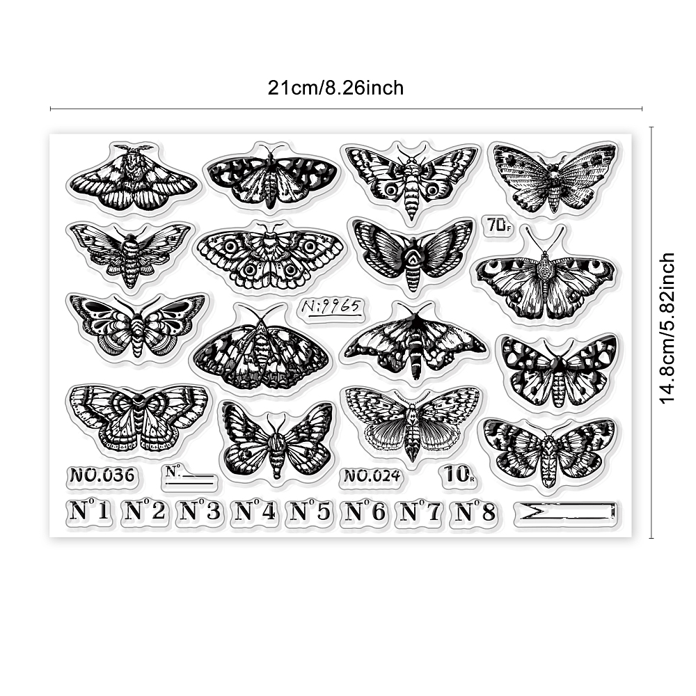 Silikonstempel Motten Falter Schmetterling Set 21x14,8cm 31-teilig 