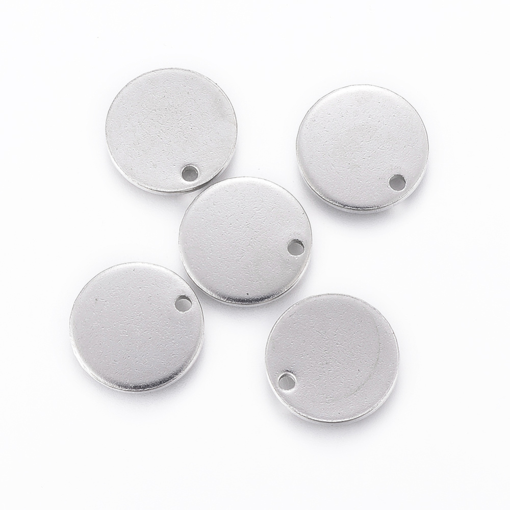 Edelstahl Plättchen runde Anhänger 13x1mm 20 Stück 