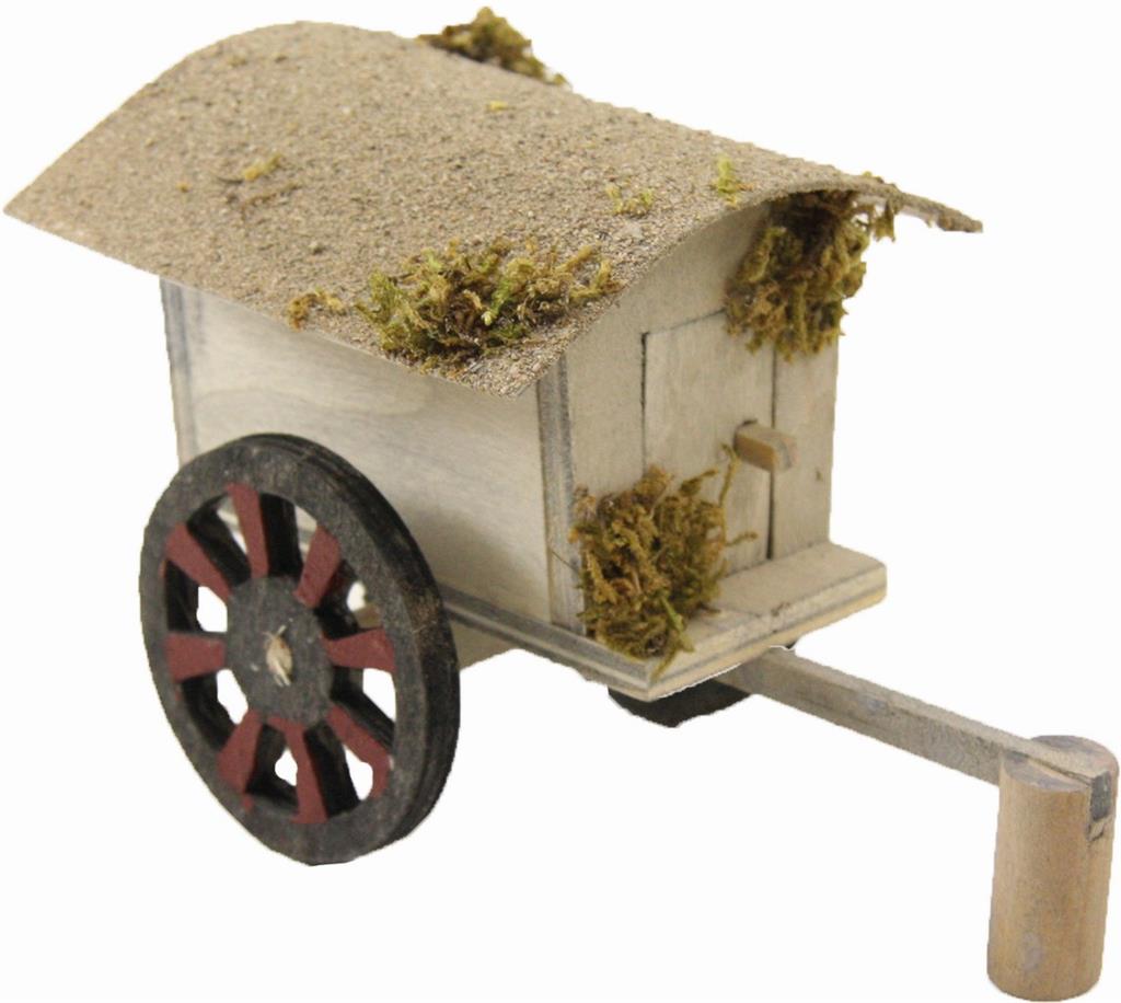 Miniatur Hirtenwagen 10cm für Krippen aus Holz 9cm