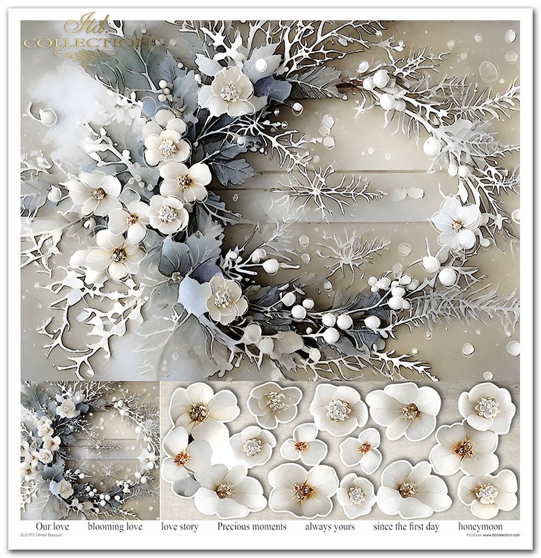 Scrapbooking Papier Winter Bouquet Set 310x320 mm 200 g/m2 10 Stück 