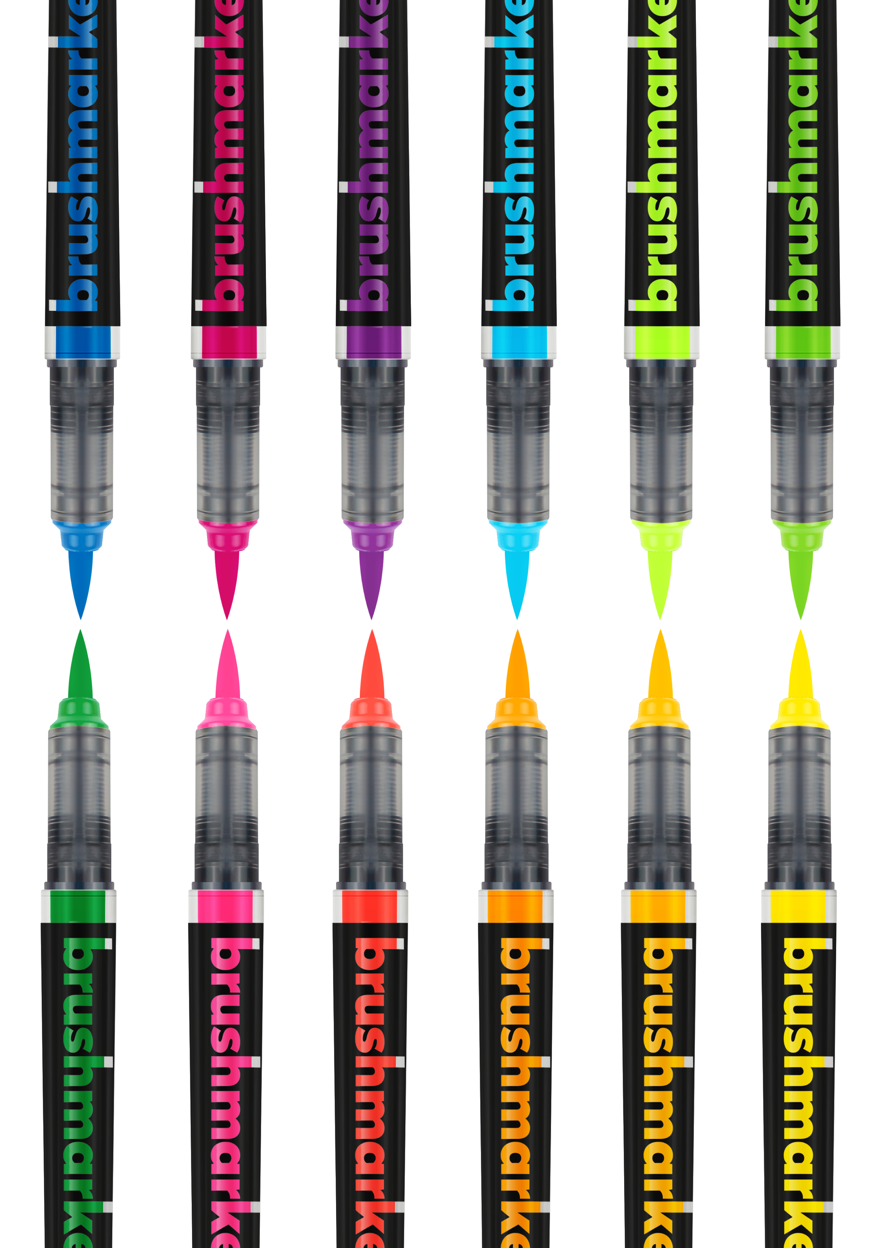  Karin Markers Brushmarker PRO NEON COLORS Set mit Nylon-Pinselspitze 12 Stifte 