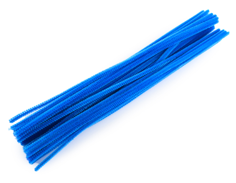 Chenille- Pfeifenputzer Blau 6mm 30cm Großpackung 100 Stück