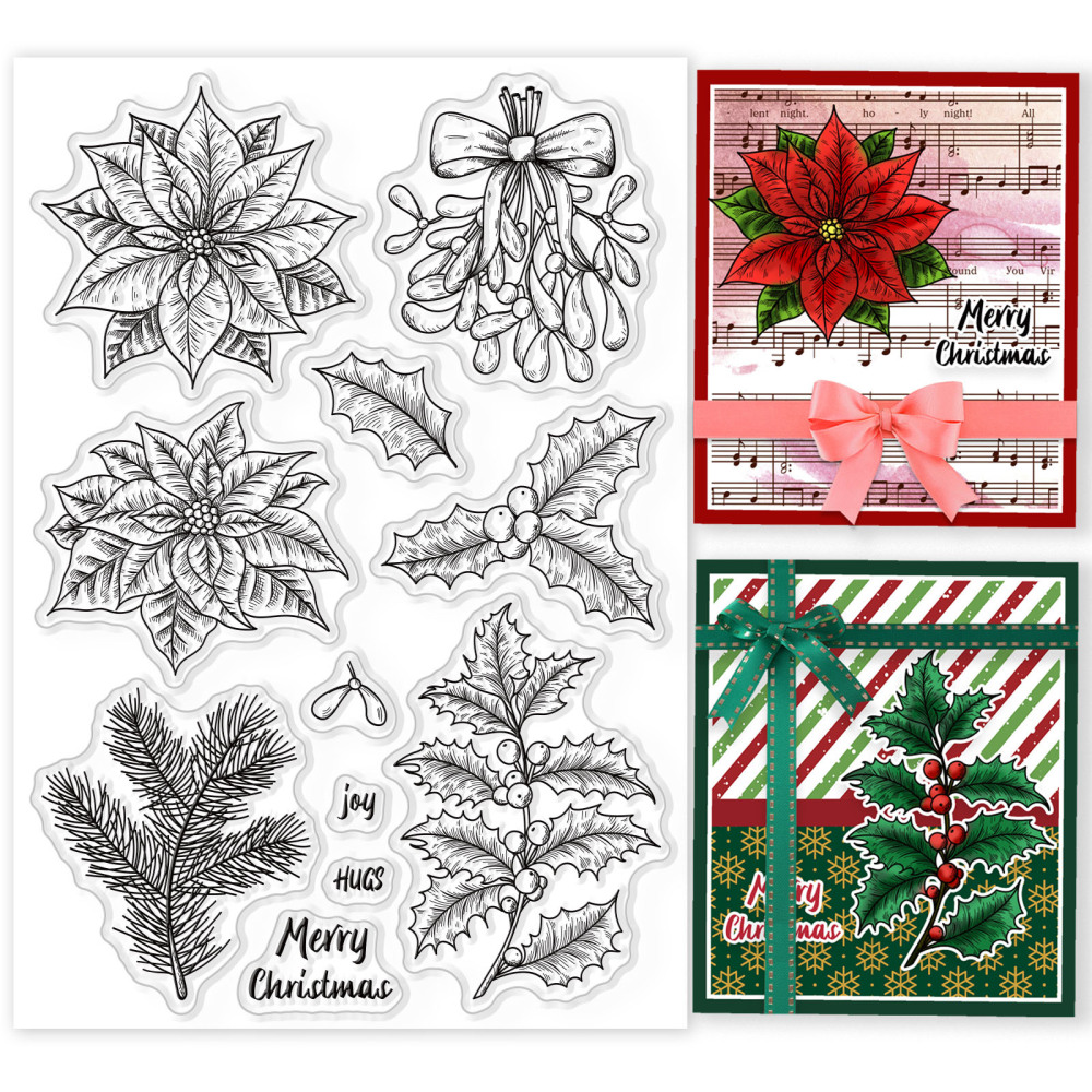 Silikonstempel Weihnachtsstern Merry Christmas 16x11cm 1 Bogen 