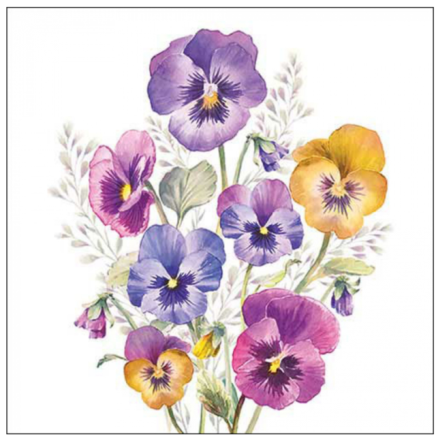 Servietten Pansies FSC Mix 20 Stück pro Päckchen 33x33cm