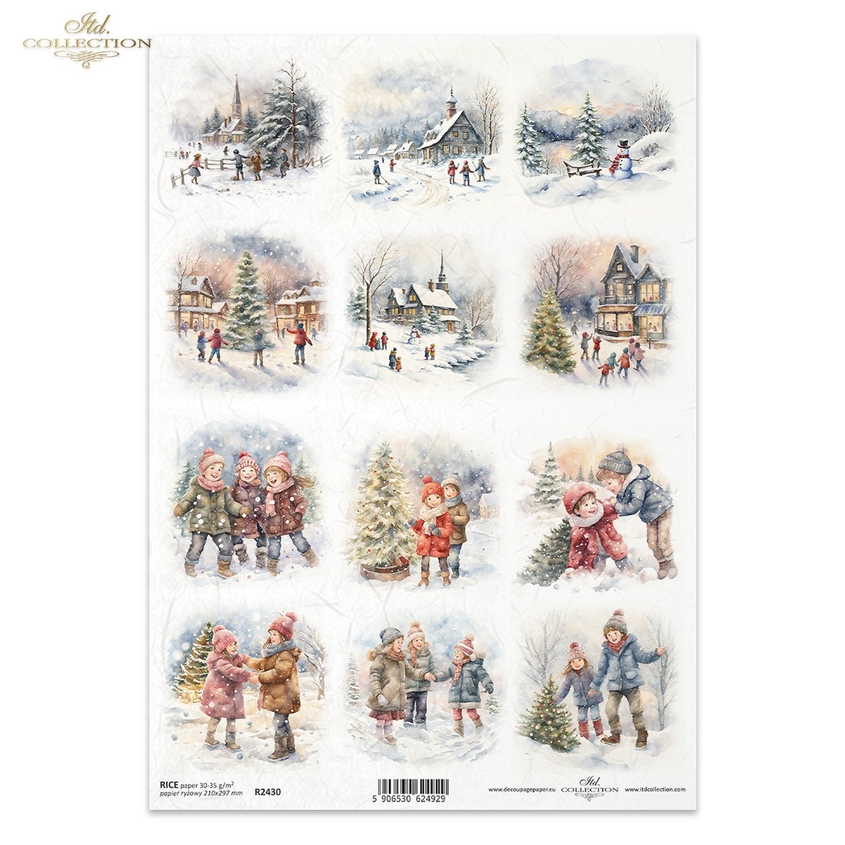 Reispapier Nostalgie Winter 210x297mm 1 Bogen