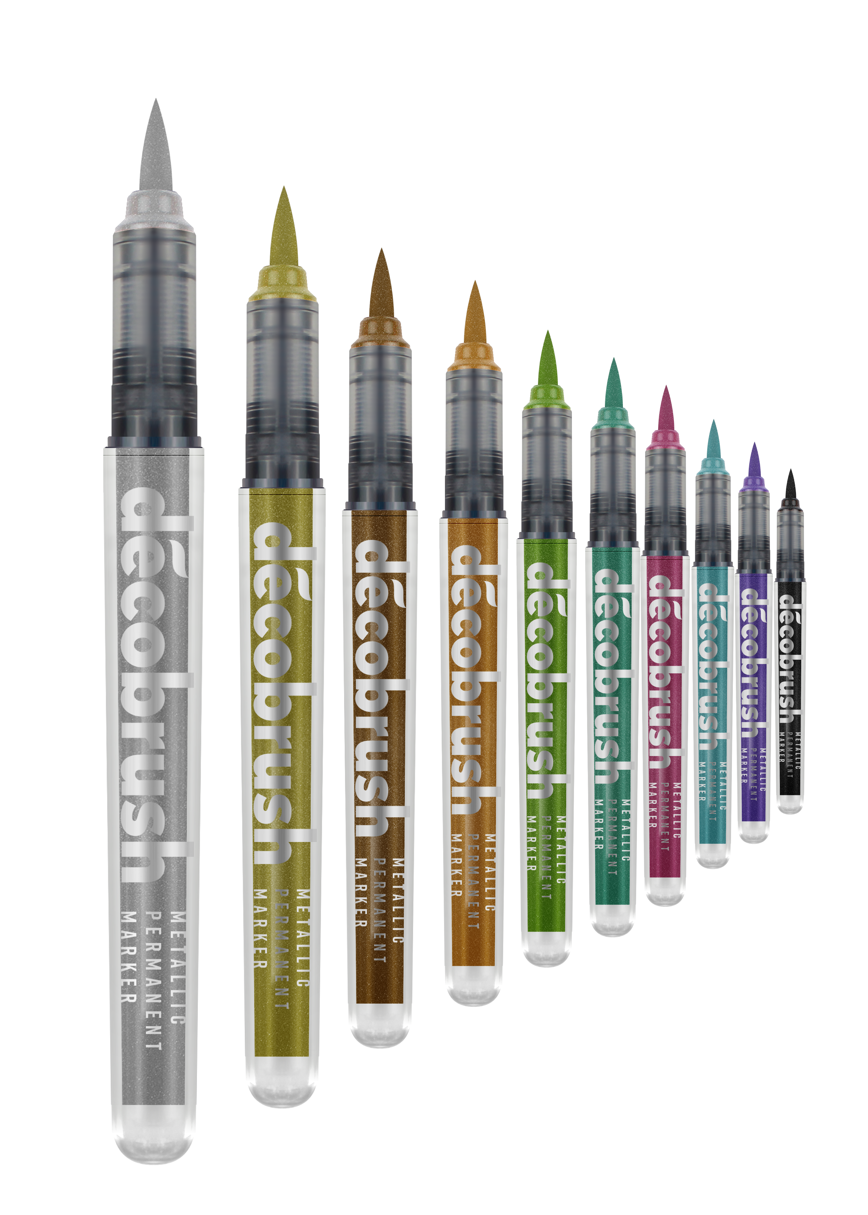 Karin Markers Decobrush Metallic Permanent Ink Set 10 Stifte in Metallbox 