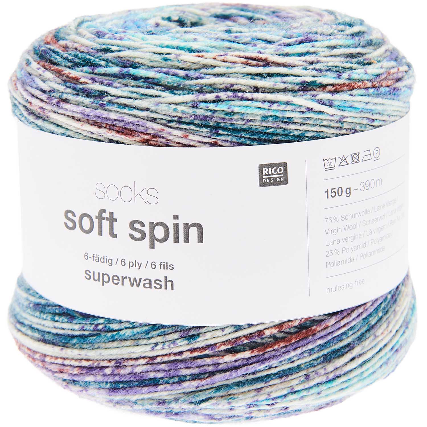 Socks Soft Spin 6-fädig Sockenwolle  75% WV 25% PA 150g / 390m