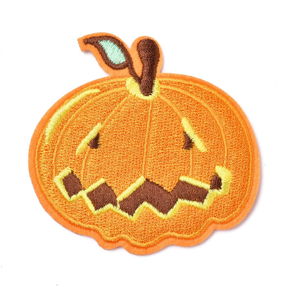 Patch Halloween-Kürbis Jack-O'-Lantern Aufbügeln/Aufnähen orange 6,4x6,6cm 1 Stück 