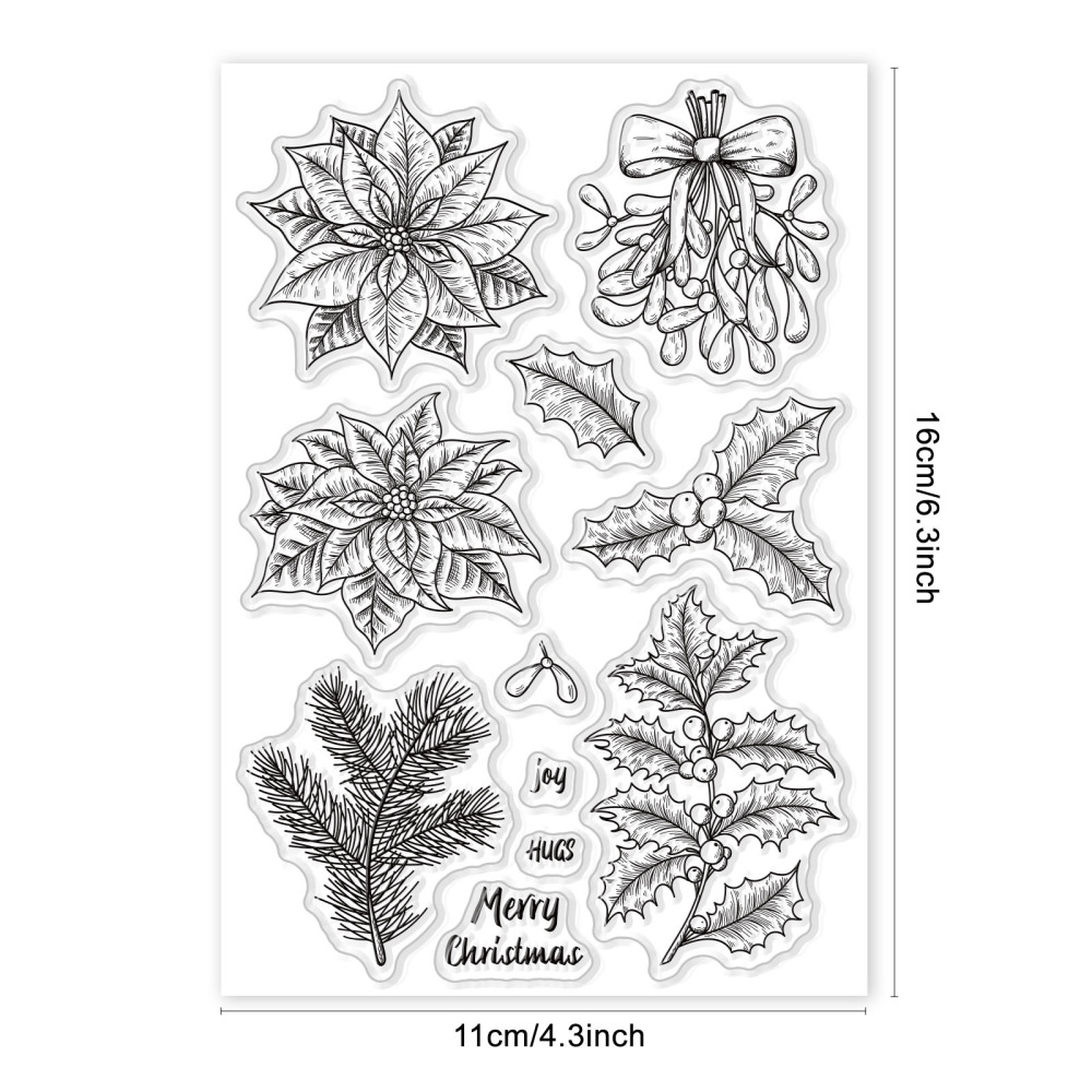 Silikonstempel Weihnachtsstern Merry Christmas 16x11cm 1 Bogen 