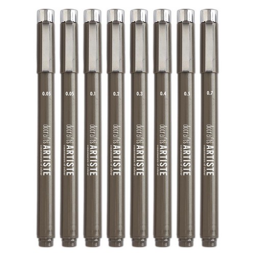 Artiste Fineliners schwarz Nib 0.05- 0.7mm 8 Stück 