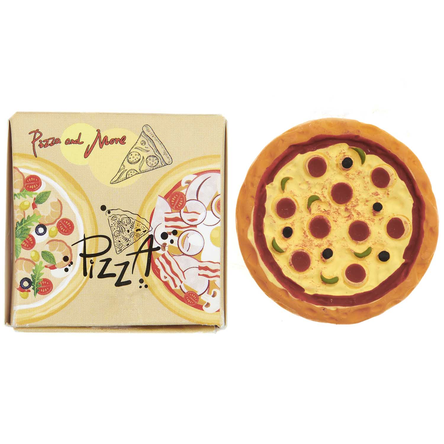 Miniatur Pizza im Pizzakarton 3,2 x 3,2 cm