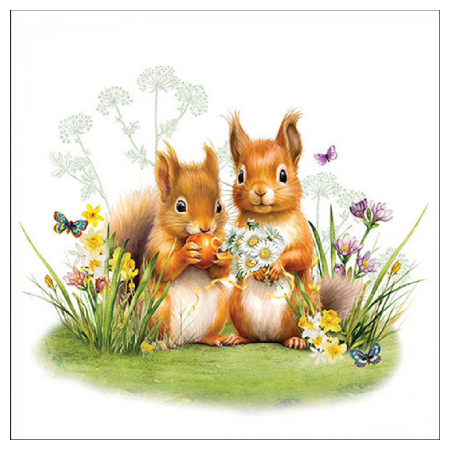 Servietten Little Squirrels FSC Mix 20 Stück pro Päckchen 33x33cm