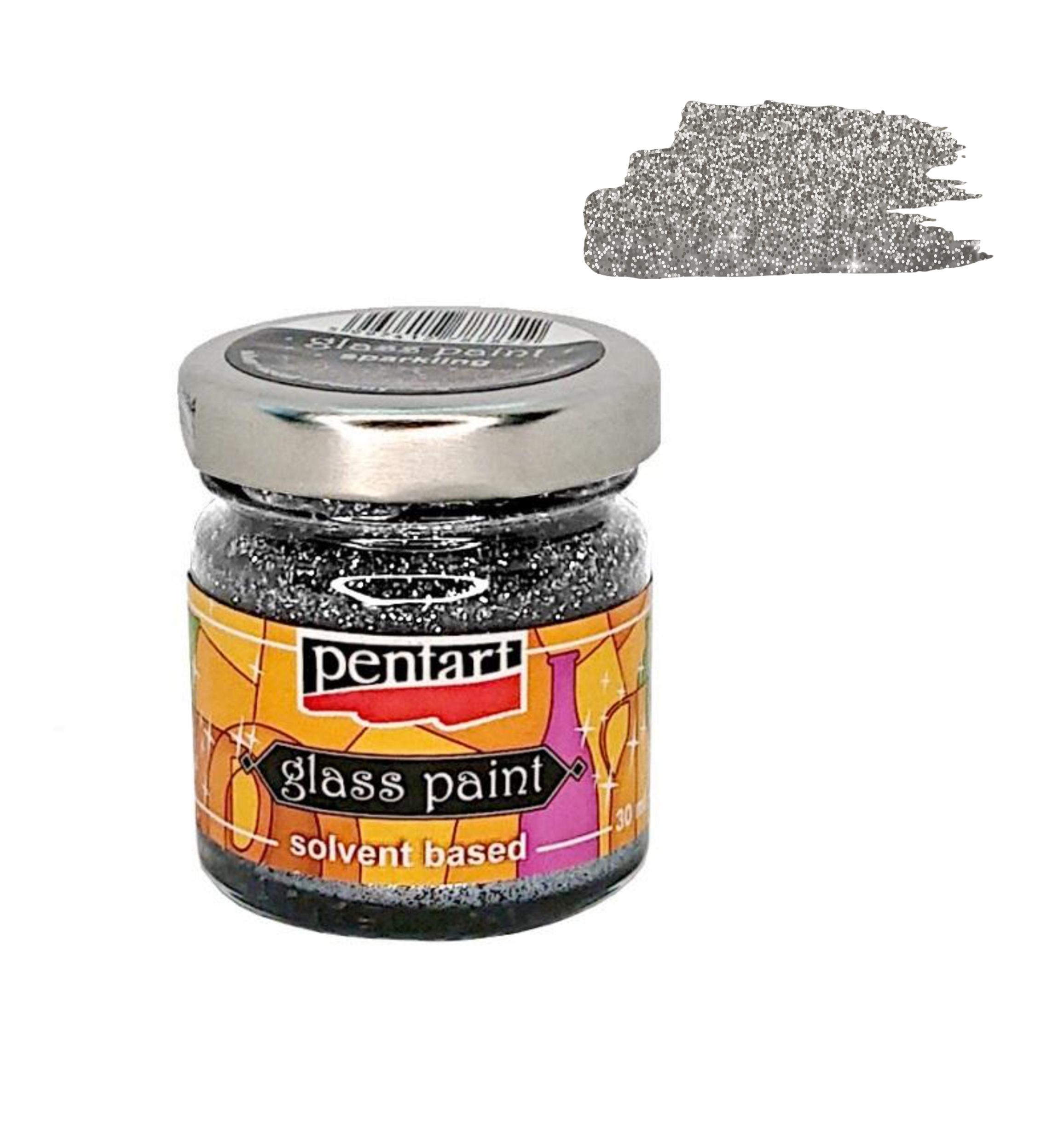 Glass Paint Glitter silver