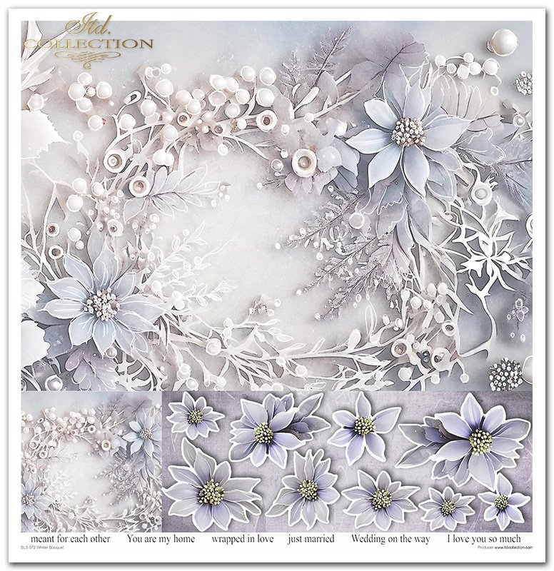 Scrapbooking Papier Winter Bouquet Set 310x320 mm 200 g/m2 10 Stück 