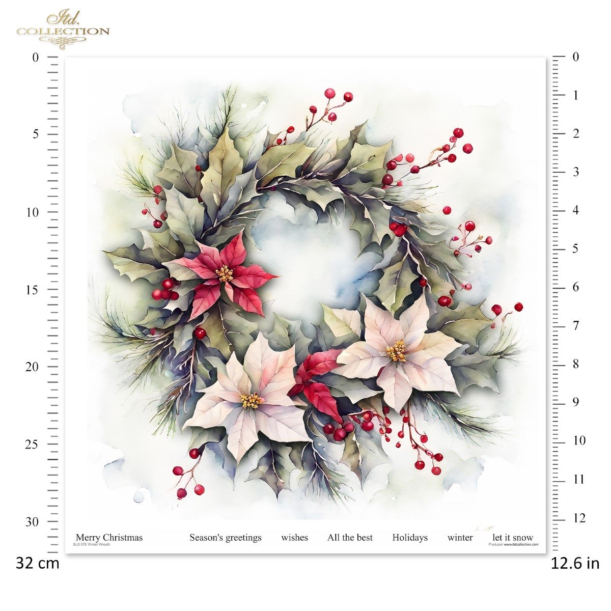 Scrapbooking Papier Winter Wreath Set 310x320 mm 200 g/m2 10 Stück 