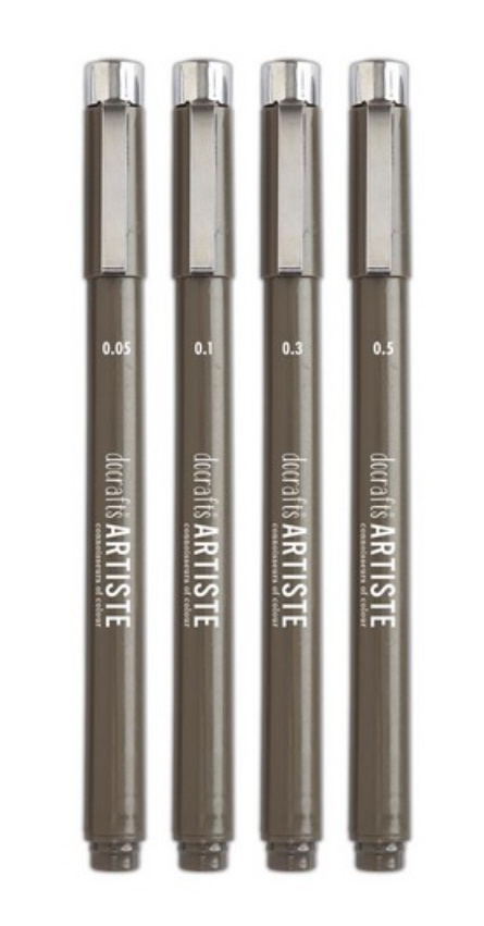 Docraft Artiste Finliner Pen Set schwarz 0,05-0,5mm 4 Stifte 