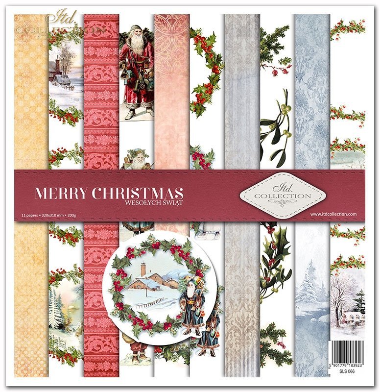 Scrapbooking Papier Merry Christmas Set 310x320 mm 200 g/m2 10 Stück 