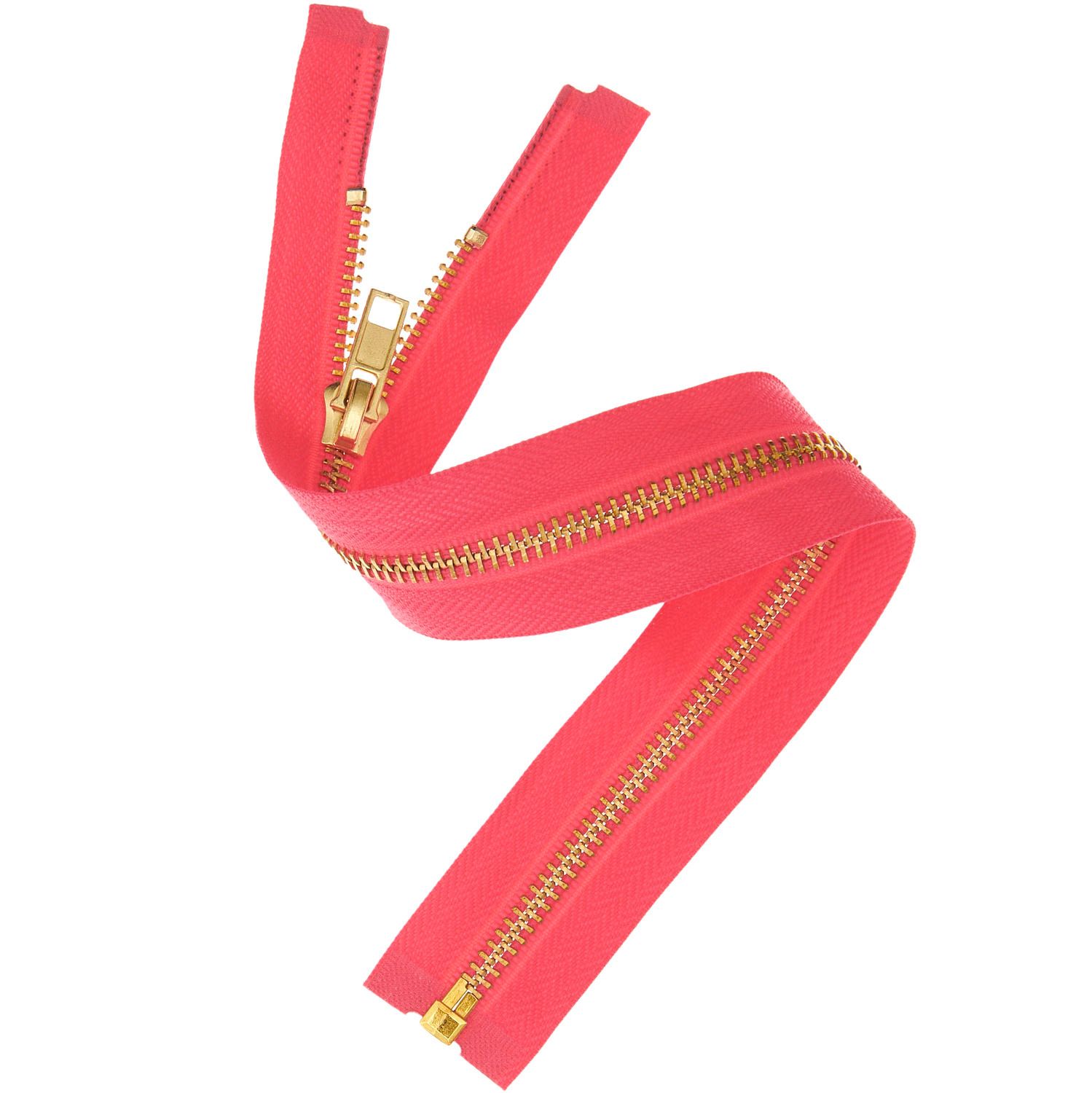  Metall Reißverschluss Zipper 5mm gold neonpink 22cm 1 Stück 