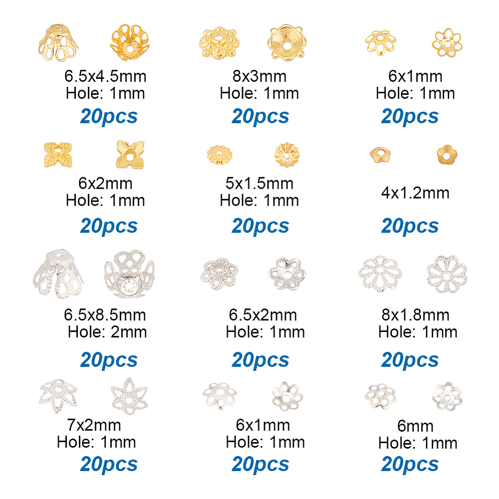 Blumenperlkappen -Set 12 Stile 240 Stück 