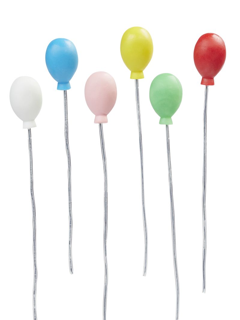 Miniatur Luftballons farbig sortiert 1,6x2,4cm 6 Stück 