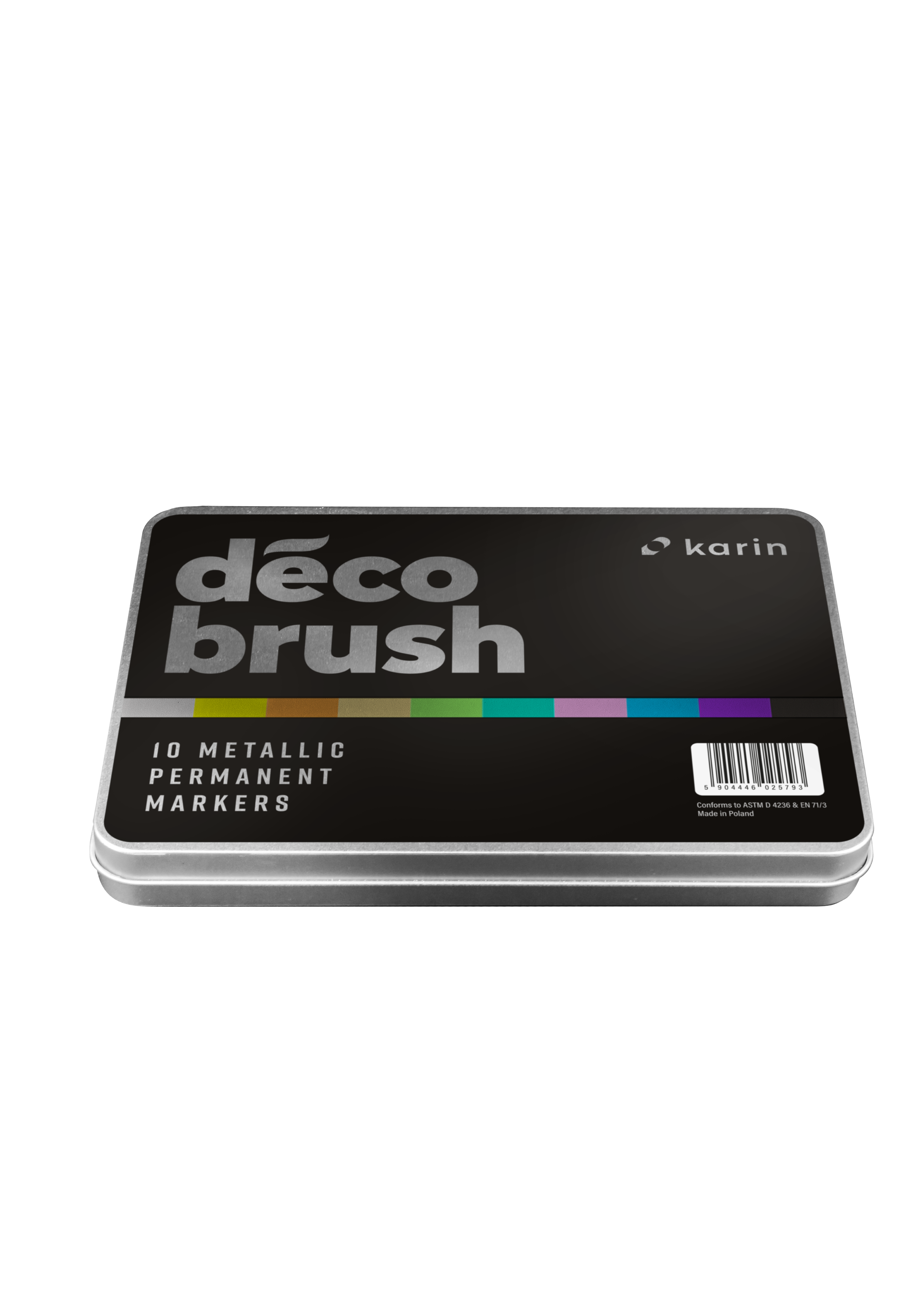 Karin Markers Decobrush Metallic Permanent Ink Set 10 Stifte in Metallbox 