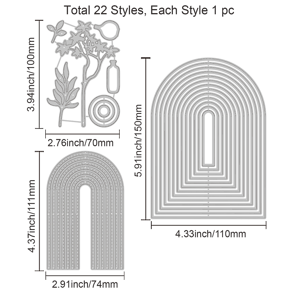 Stabzschablone- Set Arch Pattern + Branches 28-teilig