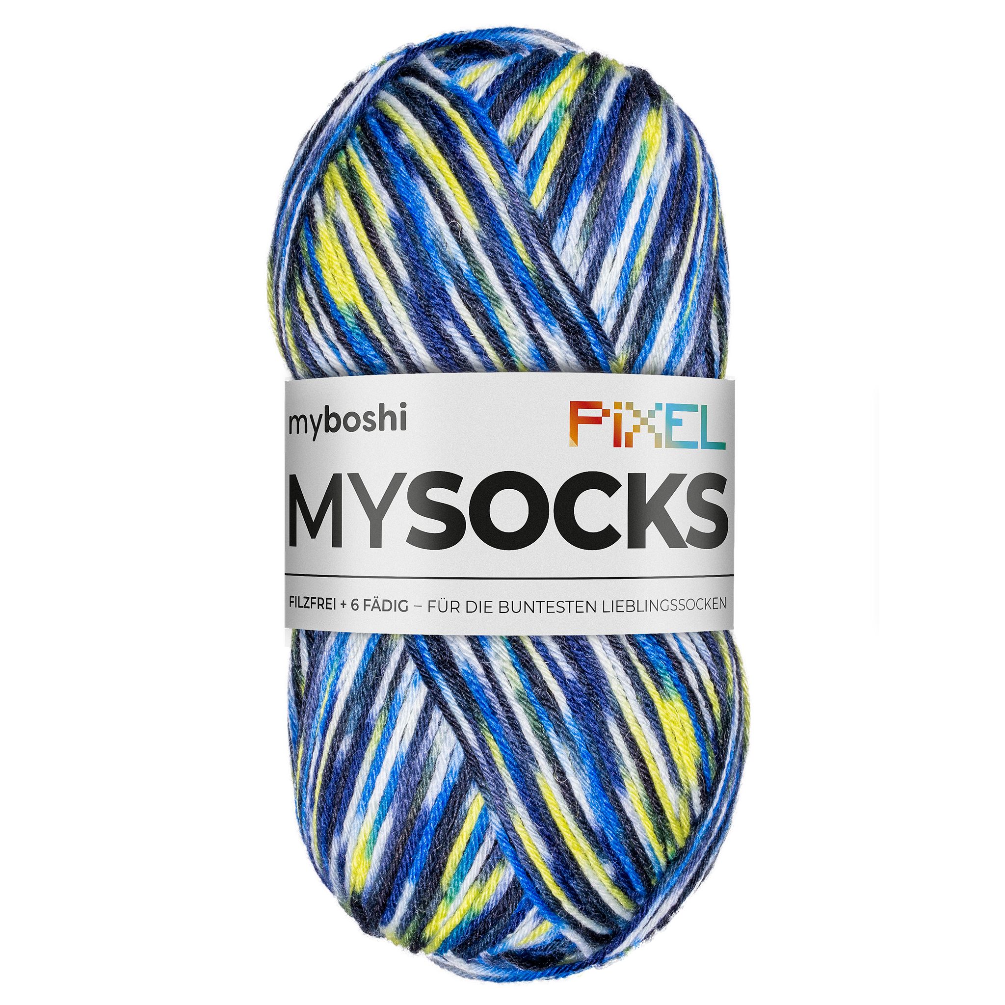 MyBoshi Mysocks Pixel Sockenwolle Aloeveraduft 6-fädig 75% Schurwolle und 25% Polyamid sehr strapazierfähig 