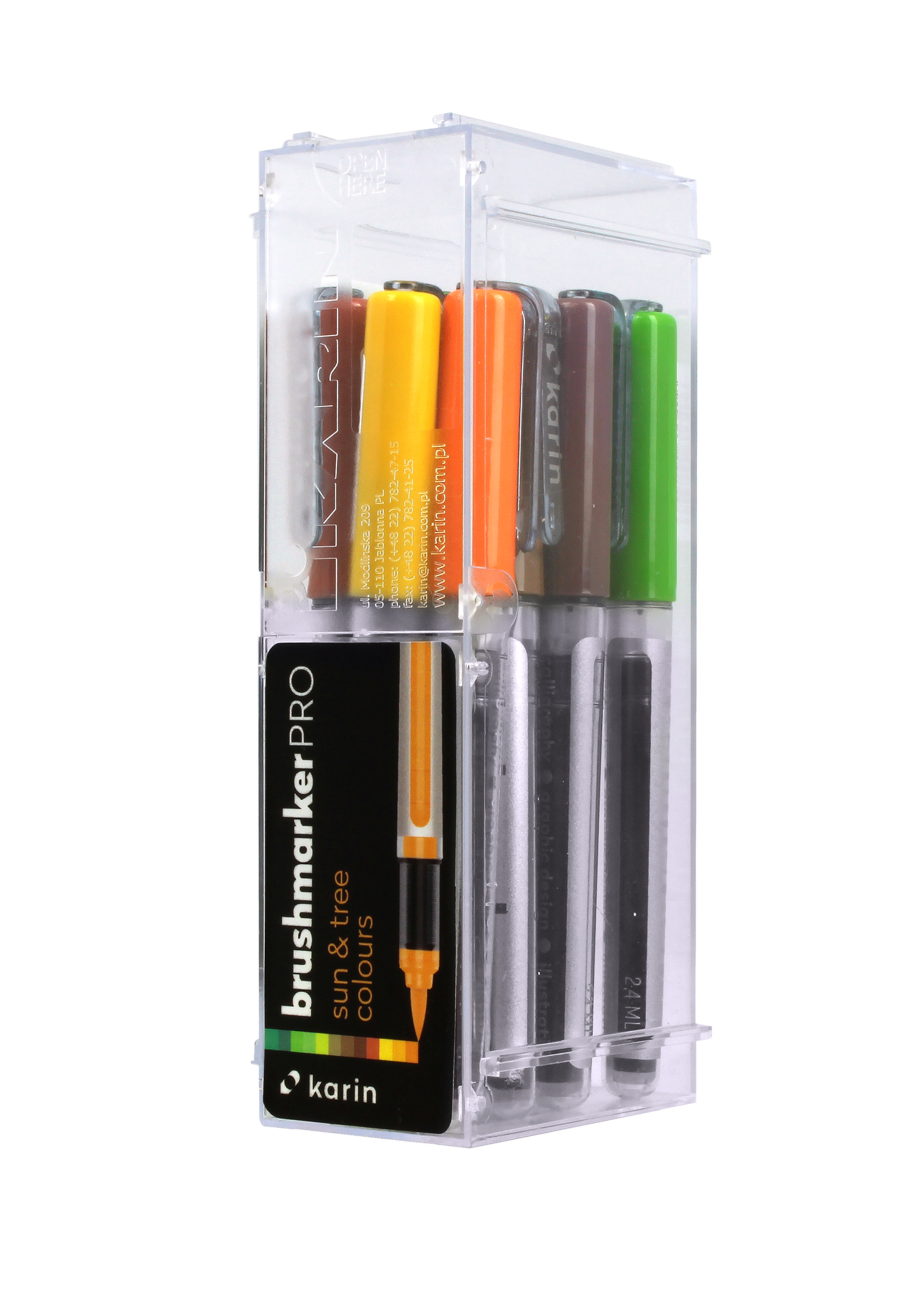  Karin Markers Brushmarker PRO SUN & TREE COLORS Set mit Nylon-Pinselspitze 12 Stifte 