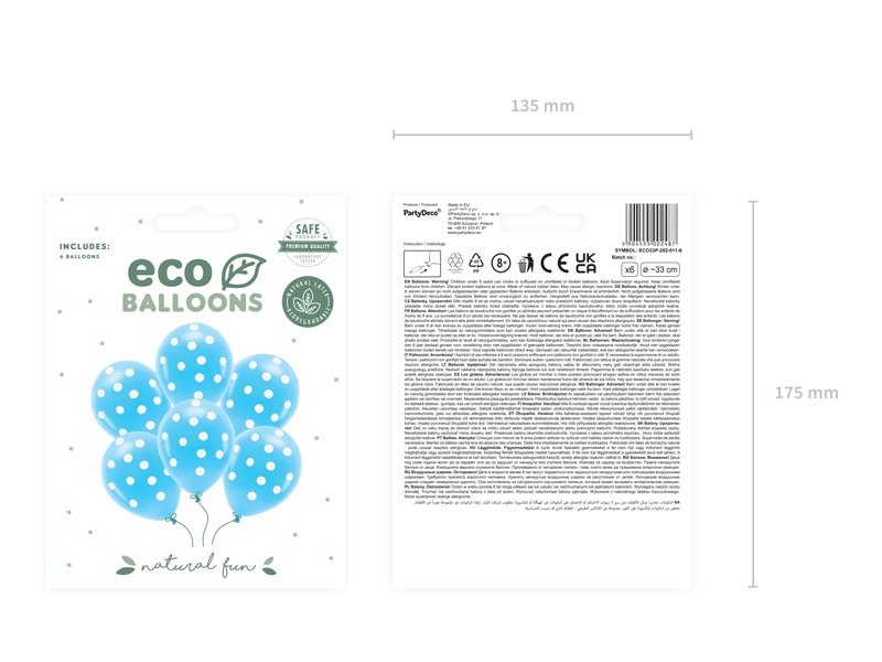 Eco Balloons gepunktet 6 Stück 33cm