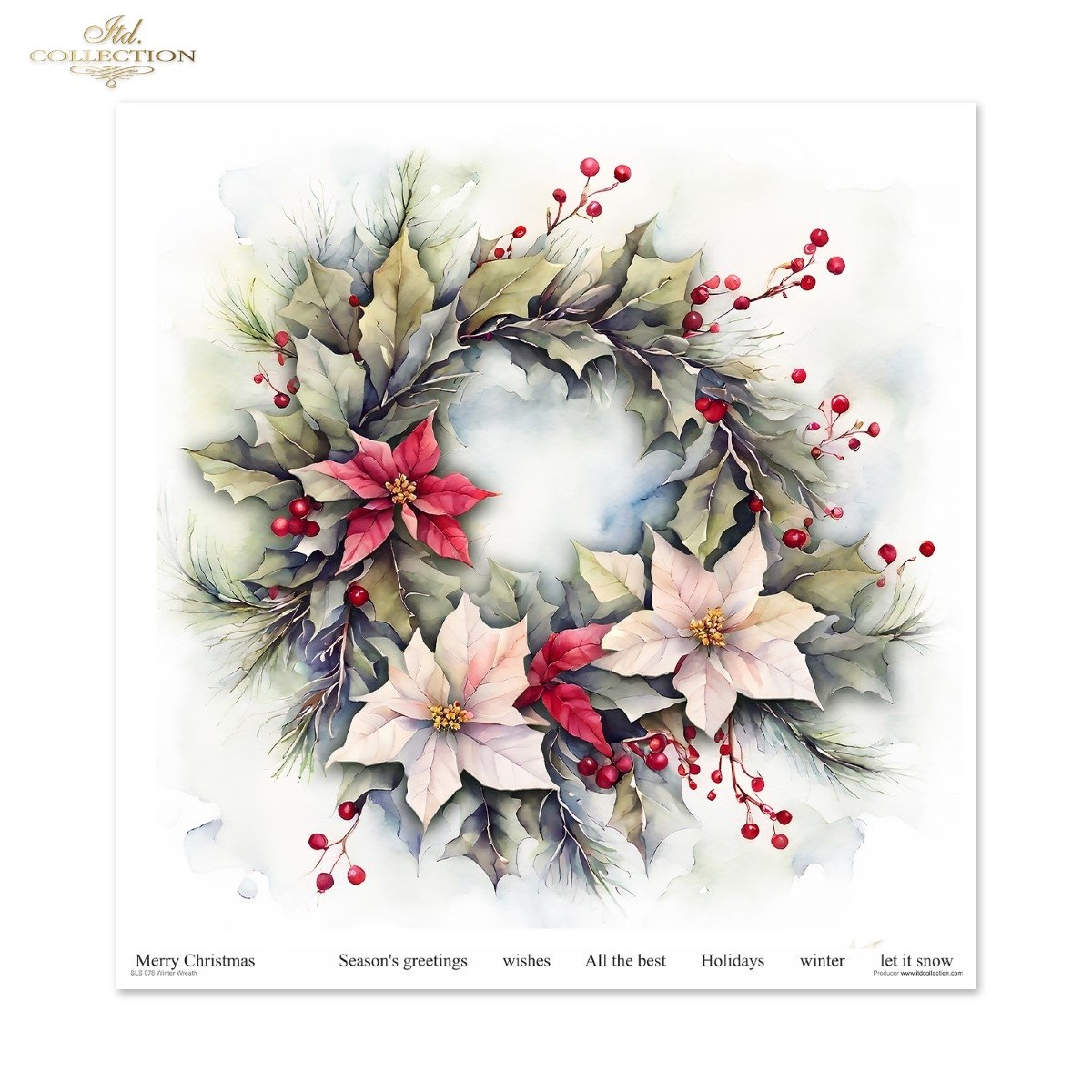 Scrapbooking Papier Winter Wreath Set 310x320 mm 200 g/m2 10 Stück 