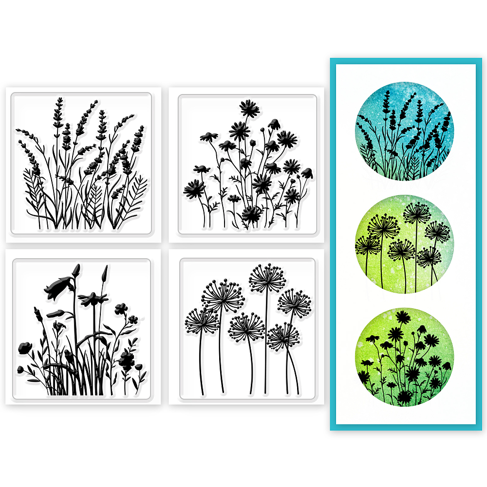 Silikonstempel Set Wildflowers 5x5cm 4 Stück 