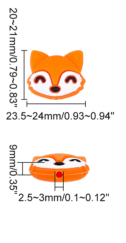 Silikonperle Fuchs  29x24x7mm 1 Stück 
